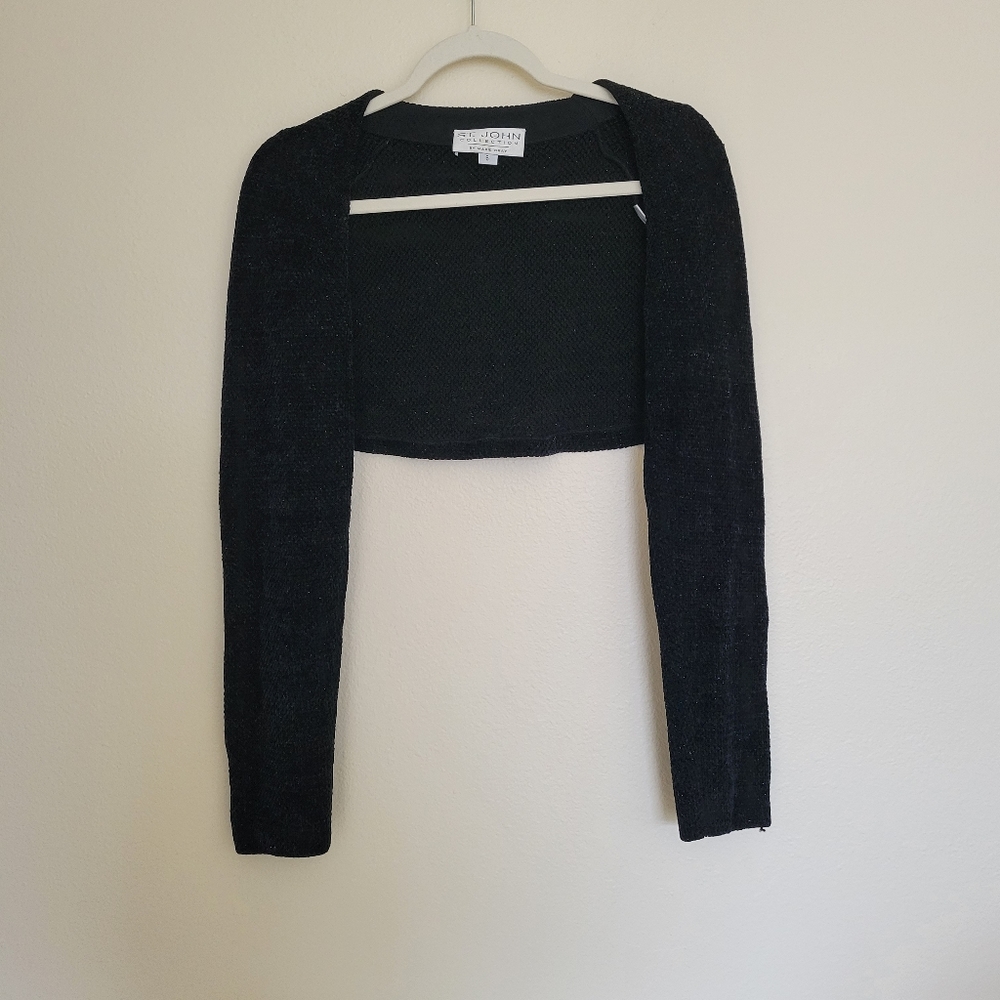 St John collection black with silver threading shrug